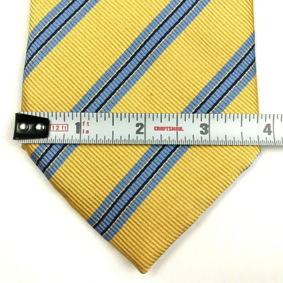 ANDREW'S TIES Collection Men's 100% Silk Designer Striped Yellow Blue Necktie - Picture 10 of 11